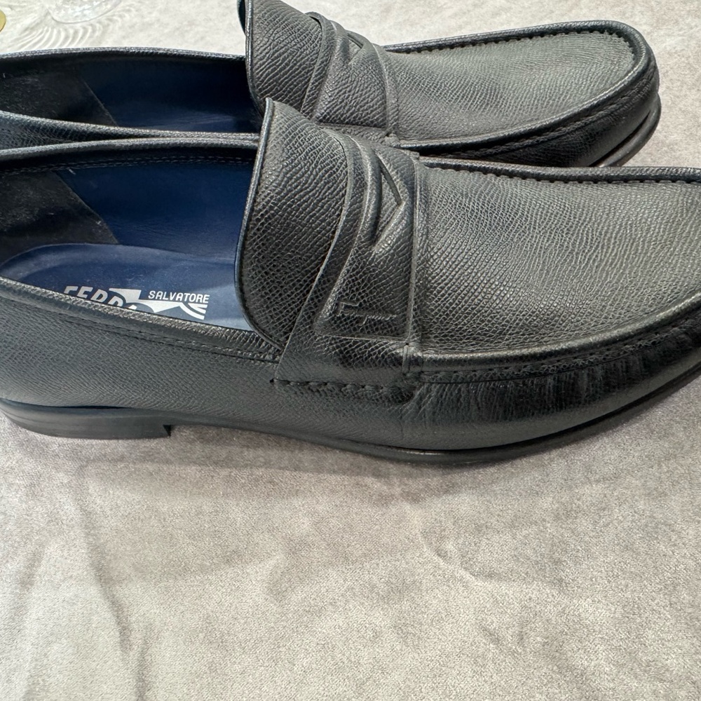 Salvatore Ferragamo Dark Leather Slip-Ons